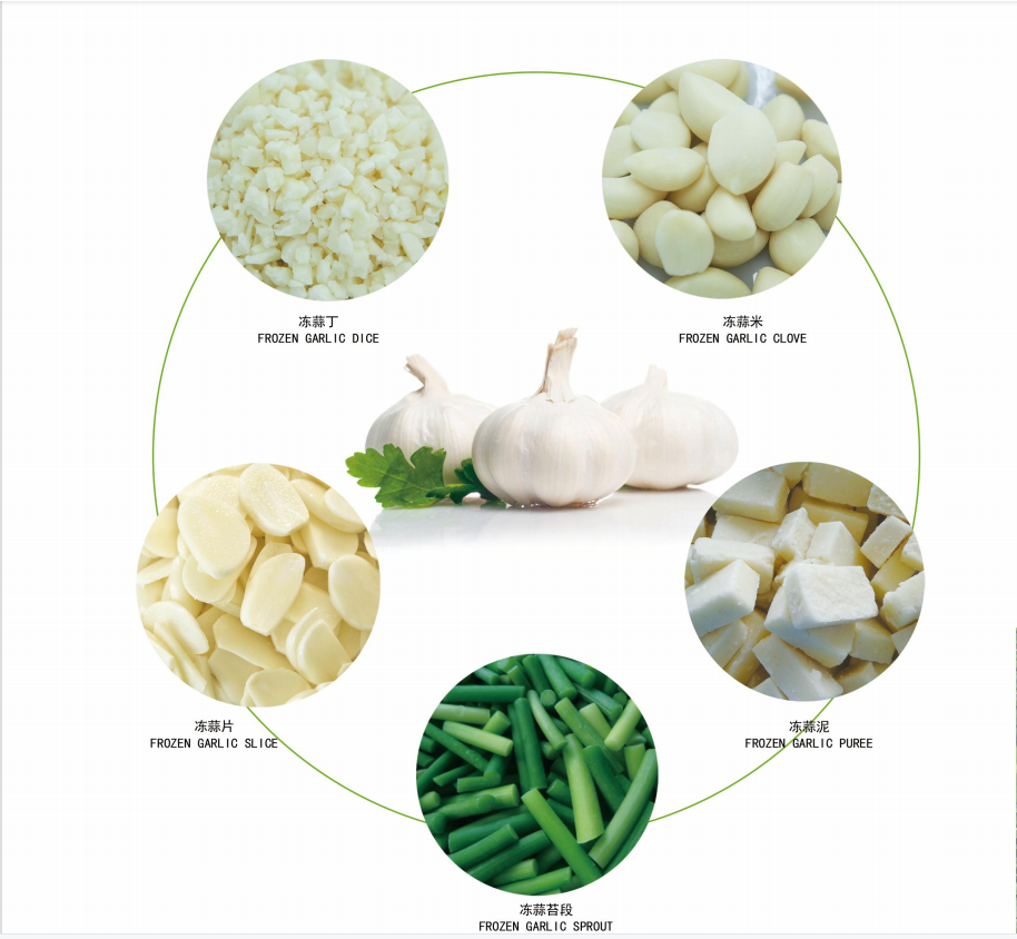 100% świeżego mrożonego puree z czosnku w granulkach